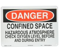 Brady 22430 - Segnale di ammissione in plastica, 25,4 x 35,6 cm, Legend "Confined Space Hazardous Atmosphere Check Oxygen Level Before and During Entry"