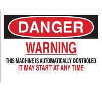 Brady 23045 - Segnale in plastica per macchina e operativo, 17,8 x 25,4 cm, Legend "Warning This Machine Is Automatic Controlled It May Start At Any Time"