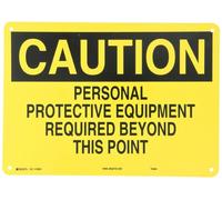 Brady 25205 - Cartello protettivo B-401, 35,6 cm di larghezza x 25,4 cm di altezza, in plastica, nero su giallo, intestazione "Attenzione", leggenda "Personal Protective Equipment Required Beyond This