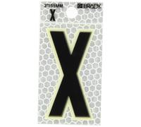 Brady 3000-X 2-3/8" altezza, 1-1/2" larghezza, B-309 ad alta intensità prismatico riflettente foglio, colore nero e argento incandescente nel buio/ultra riflettente, leggenda "X" (confezione da 10)