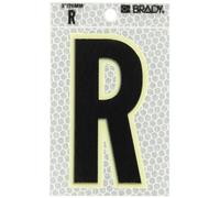 Brady 3010-R 3-1/2" altezza, 2-1/2" larghezza, B-309 ad alta intensità prismatico rivestimento riflettente, colore nero e argento incandescente nel buio/ultra riflettente, leggenda "R" (confezione da 10)