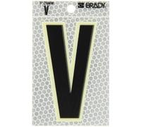 Brady 3010-V 3-1/2 "altezza, 2-1/2" larghezza, B-309 ad alta intensità prismatica riflettente telo, colore nero e argento bagliore nel buio/lettera ultra riflettente, leggenda "V" (confezione da 10)