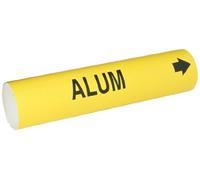 Brady 4004-D Bradysnap-On - Marcatore per tubi, B-915, nero su foglio di plastica stampato a spirale giallo, Legend "Alum"