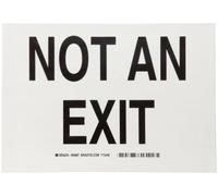 Brady 84687 7" altezza, 10" larghezza, B-302 poliestere ad alte prestazioni, colore nero su bianco uscita e segnale direzionale, leggenda "Not An Exit"