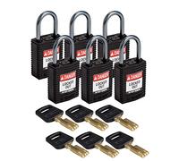 Brady CPT-BLK-25AL-KD6PK Lucchetto SafeKey, Nero, 6,6 cm H x 3,2 cm L x 1,9 cm D