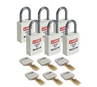 Brady CPT-WHT-25AL-KD6PK - Lucchetto SafeKey, bianco, 6,6 cm x 3,2 cm x 1,9 cm