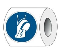 Brady ISO Safety Sign - Wear Anti-Static Footwear, PIC M032-DIA 100-PE-ROLL/1, 831071 (Anti-Static Footwear)