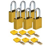 Brady SafeKey - Lucchetto di blocco in alluminio, 3,8 cm, in acciaio, confezione da 6