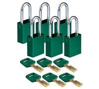 Brady SafeKey - Lucchetto in alluminio con chiave in acciaio da 3,8 cm, 6 pezzi