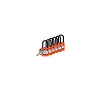 Lucchetto di Sicurezza in Nylon, 38.50mm x 86.50mm x 19.50mm, Arancia, Confezione da 6