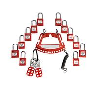BRADY Stazione di lucchetto portatile di blocco, blocco tagout serrature rack, adatto a 12 lucchetti, set di lucchetti di sicurezza diversi con chiave rossa (1 chiave per lucchetto), organizer e stoccaggio di serrature di sicurezza portatili - 153677
