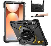 BRAECN Custodia per Samsung Galaxy Tab S10+/S9 FE+/S9+/S8+/S7 FE/S7+ 12.4 Pollici, Antiurto Robusto Cover con Supporto Girevole a 360° e Cinturino a Mano, Portapenne, Tracolla Portatile, Nero