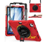 BRAECN per Cover iPad Air 11 M4 2026/M3 2025/M2 2024, Antiurto Robusto Custodia con Integrato Pellicola Prottetiva, Supporto Girevole a 360° e Cinturino a Mano, Tracolla Portatile, Nero