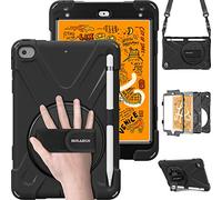BRAECN per Cover iPad Mini 5/Mini 4 7.9 Pollici Modello 2015/2019, Antiurto Robusto Custodia con Supporto Girevole a 360° e Cinturino a Mano, Portapenne, Tracolla Portatile, Nero
