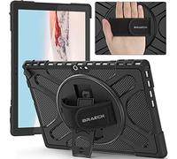 BRAECN per Cover Microsoft Surface Pro 7+ Plus/7/6/5/4 12.3 Pollici, Antiurto Robusto Custodia con Supporto Girevole a 360°, Cinghia a Mano, Nero