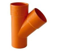 BRAGA 45° PER TUBO PVC PLASTICA ROSSA ARANCIO, ACQUA, FOGNA diam.50mm.