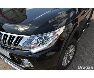 Bragan™ Cover Fari Cromate 2 Pezzi per Mitsubishi L200 Triton Strada 2015-2019