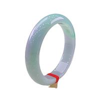 Braggletta di Giada Femmina, Bracciale Giada Traslucido Fiore Galleggiante, Braccialetto Giada Rotondo Naturale a Mezzo Chiaro Verde Chiaro, per la Fidanzata, per la Madre, con gioielleria, 54-62 mm,