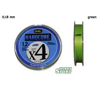 BRAID DUEL X 4 HARDCORE FILO TRECCIATO col. VERDE - 0,18mm - 200 mt X SPINNING