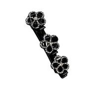 Braided Hair Clips Sparkling Crystal Stone Braided Hair Clips For Women Rhinestone Hairpin PzY669 (Black, 9.5cm)
