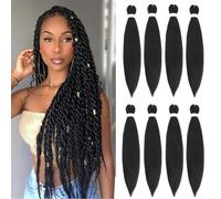 Braiding Hair 26 Inch - 8 confezioni di capelli lunghi da braiding Extension Pre Stretched Braiding Hair Professional Synthetic Hair for Braiding Hot Water Setting Soft Yaki Texture(26",1B-8P)