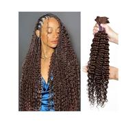 Braiding hair， Extension for capelli umani color cioccolato, sfuse, for trecce, 100 g/pacco, senza trama, a onda profonda,Human hair braiding hair(16inch)