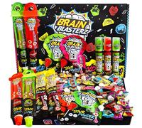 Brain Blasterz Scatola Regalo Grande di Caramelle Aspre - Collezione Mega Sour - 27 Pezzi con Lollipop, Caramelle Dure e Gommose - Halal & Vegan - Per Halloween e Regalini fine festa compleanno