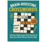 Brain-Boosting Crosswords: large print crossword puzzle book brain games adults easy crossword puzzles for seniors improve memory relaxing gift suduko easy-to-medium
