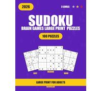Brain Games: Large Print Sudoku Puzzle Book for Adults and Seniors: 100 Easy, Medium & Hard Puzzles with Full Solutions | One Puzzle Per Page | Brain ... Gift for Men and Women | Swoosh Series 2026