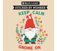 Brain Games - Sticker by Number Compact Edition: Keep Calm Gnome on 7x7 Inches Fun Gift for Gnome Lovers, Travel Size Activity Book for Adults & Kids 7+