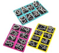 Brain Teaser IQ Test Unravel the Hoops, 24 Pieces Metal Wire Puzzle Set, Unlock Interlocking Game Magic Toys for Kids Adults Challenge - XINGX