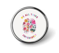 Brain We All Think Differently Round Brooch Pin Badge Lapel Tie Pin for Women Men Office Worker Teacher Decor