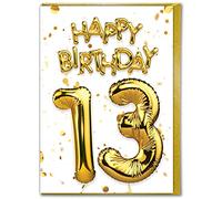 Brainbox Candy Biglietto di auguri per il 13° compleanno, età 13 anni, per adolescente, bellissimo effetto lamina d'oro bianca, per figlio, figlia, compleanno in famiglia e amico