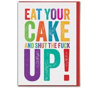 Brainbox Candy - Divertente biglietto di compleanno - "Eat Your Cake" - Biglietti divertenti per lui e lei, divertente biglietto di compleanno per amici e compagni