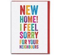 Brainbox Candy - Divertente biglietto per la nuova casa - 'Sorry For Neighbours' - Congratulazioni - Moving House - Cheeky Housewarming Card - per lui e i suoi amici compagni - umorismo novità
