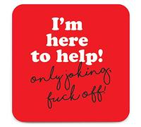 Brainbox Candy Divertente sottobicchiere Here to Help Coaster piccole idee regalo per lui compleanno degli amici ufficio lavoro collega nuovo regalo per la casa regali divertenti per