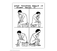 Brainbox Candy Taccuino ufficiale David Shrigley, formato A6, con scritta in lingua inglese "Stop Thinking About It", a righe, tascabile, idea regalo per lui e per i suoi amici