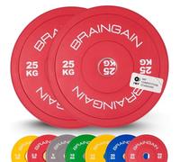 BRAINGAIN Piastra Olimpica con Bumper - Diverse Misure, Colore/Nero - Piastre da per Allenamento con Bilanciere (Colorato, 2 x 25kg)