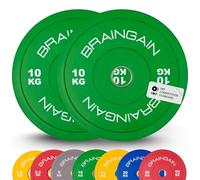 BRAINGAIN Piastra Olimpica con Bumper - Diverse Misure, Colore/Nero - Piastre da per Allenamento con Bilanciere (Colorato, 2 x 10kg)