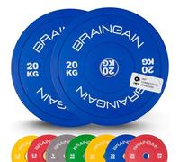 BRAINGAIN Piastra Olimpica con Bumper - Diverse Misure, Colore/Nero - Piastre da per Allenamento con Bilanciere (Colorato, 2 x 20kg)