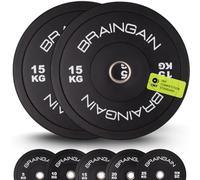 BRAINGAIN Piastra Olimpica con Bumper - Diverse Misure, Colore/Nero - Piastre da per Allenamento con Bilanciere (Nera, 2 x 15kg)