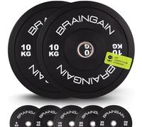 BRAINGAIN Piastra Olimpica con Bumper - Diverse Misure, Colore/Nero - Piastre da per Allenamento con Bilanciere (Nera, 2 x 10kg)