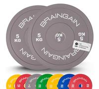 BRAINGAIN Piastra Olimpica con Bumper - Diverse Misure, Colore/Nero - Piastre da per Allenamento con Bilanciere (Colorato, 2 x 5kg)