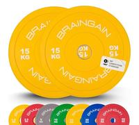 BRAINGAIN Piastra Olimpica con Bumper - Diverse Misure, Colore/Nero - Piastre da per Allenamento con Bilanciere (Colorato, 2 x 15kg)