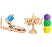 Brainmart Avvolgitore di palline di filato in legno azionato a mano e portacorda per avvolgitore rapido di lana Swift Accessori per maglieria e uncinetto (Avvolgitori di palline combinati)