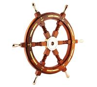 Brainmart Volante nautico in legno fatto a mano per nave Capitano pirata Barca Benvenuto a bordo della nave Volante sospeso per la casa (maniglia in ottone con ancoraggio, 24 pollici)