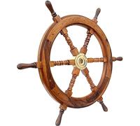 Brainmart Wooden Ship Wheel | Handcrafted Steering Wheel | Pirate Rustic Captain Wall Home Décor Nautical Style Wall Hanging Wheel | Office Décor | Gift Décor (30 Inches -76 Cm)
