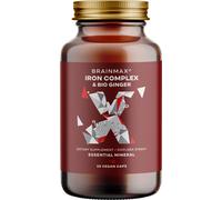 BrainMax Iron Complex, bisglicinato di ferro, 25 mg, 50 capsule vegetali Ferro in forma chelata con vitamine C, B9 e B12, nuovo con zenzero BIO,…