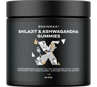 BrainMax Shilajit e Ashwagandha Gummies, 60 caramelle Complesso adattogeno al gusto di ribes nero, 30 dosi, integratore alimentare