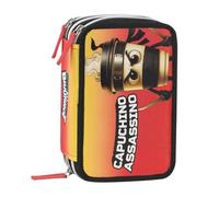 BRAINROT - Astuccio Scuola Ufficiale Brainrot, Astuccio 3 Scomparti con Forbici, Pennarelli, Matite Colorate, Penne, Temperino, Righello e Gomma, Interno Foderato, 20x13hx7 cm